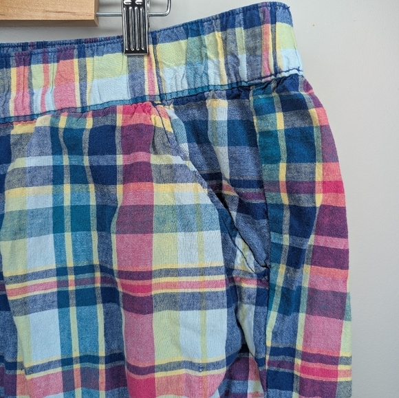 Lane Bryant Madras Plaid Shorts Womens 20 Plus Multi Color Linen Blend Pull On - Picture 4 of 9